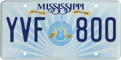 MS license plate YVF800