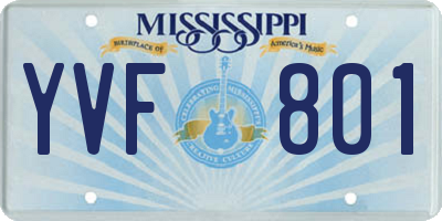 MS license plate YVF801