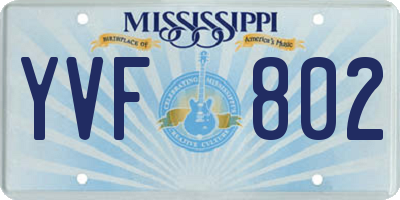 MS license plate YVF802