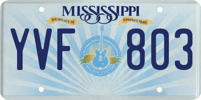 MS license plate YVF803