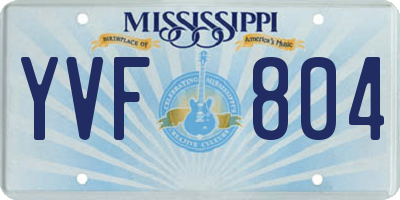 MS license plate YVF804