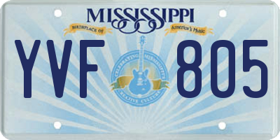 MS license plate YVF805