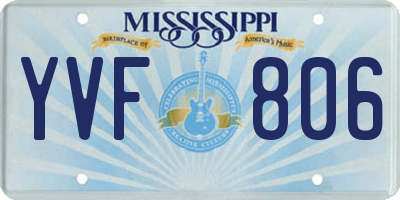 MS license plate YVF806
