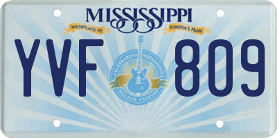 MS license plate YVF809