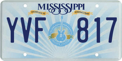 MS license plate YVF817