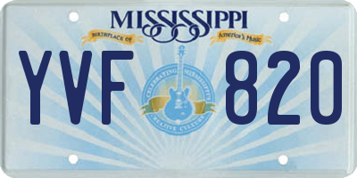 MS license plate YVF820