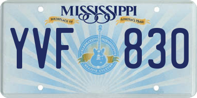 MS license plate YVF830
