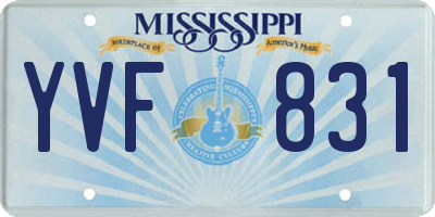 MS license plate YVF831
