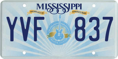 MS license plate YVF837
