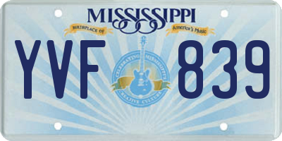 MS license plate YVF839