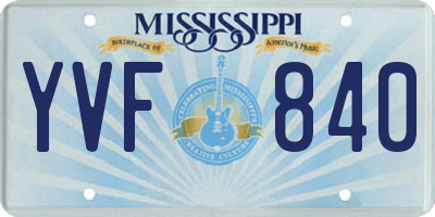 MS license plate YVF840
