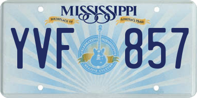 MS license plate YVF857