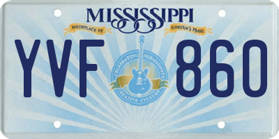 MS license plate YVF860