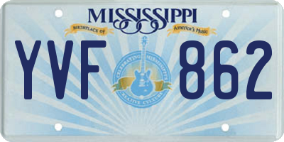 MS license plate YVF862