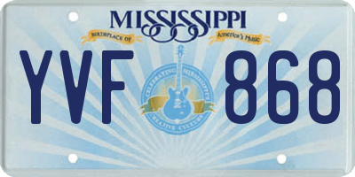 MS license plate YVF868