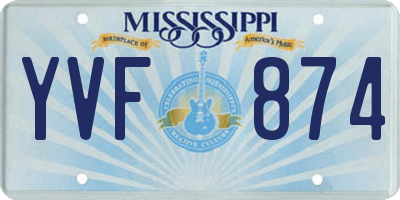 MS license plate YVF874