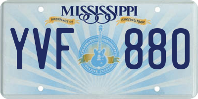 MS license plate YVF880