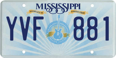 MS license plate YVF881