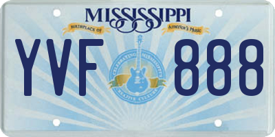 MS license plate YVF888