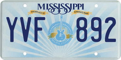 MS license plate YVF892