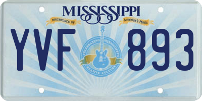MS license plate YVF893
