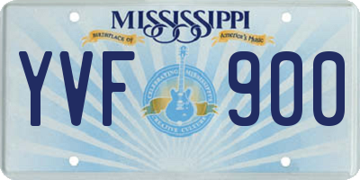 MS license plate YVF900