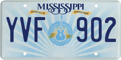 MS license plate YVF902