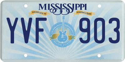 MS license plate YVF903