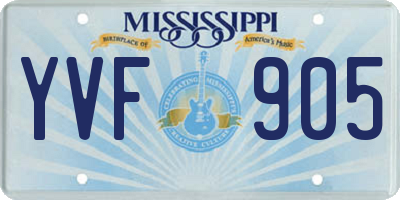 MS license plate YVF905