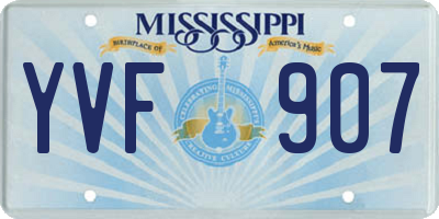 MS license plate YVF907