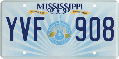 MS license plate YVF908