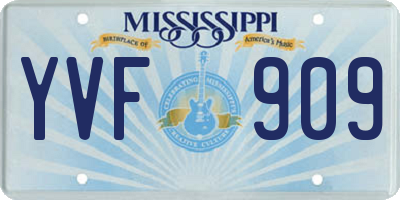 MS license plate YVF909
