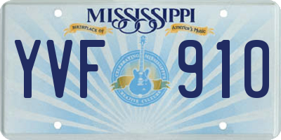 MS license plate YVF910