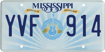 MS license plate YVF914