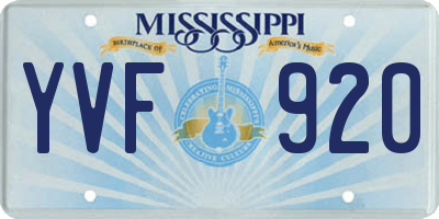 MS license plate YVF920