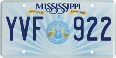 MS license plate YVF922
