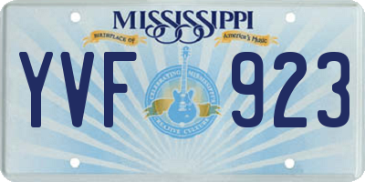 MS license plate YVF923