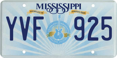 MS license plate YVF925