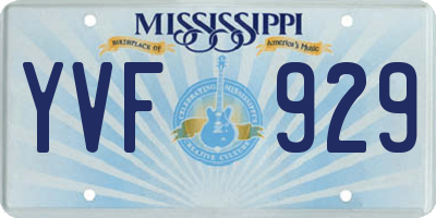 MS license plate YVF929