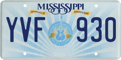 MS license plate YVF930