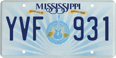 MS license plate YVF931