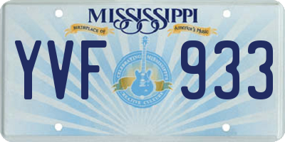 MS license plate YVF933