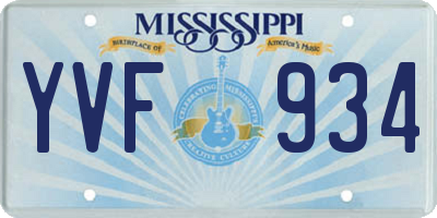 MS license plate YVF934