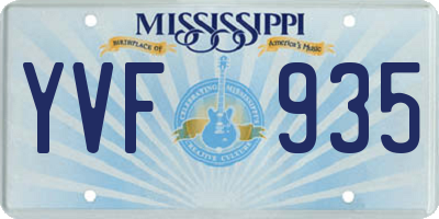 MS license plate YVF935