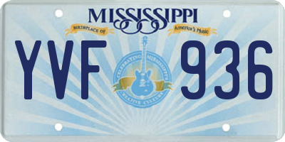 MS license plate YVF936