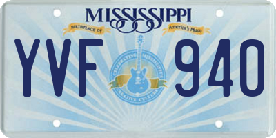 MS license plate YVF940