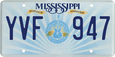 MS license plate YVF947