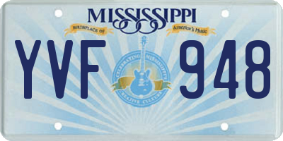 MS license plate YVF948