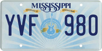 MS license plate YVF980