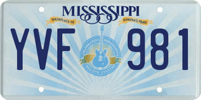 MS license plate YVF981